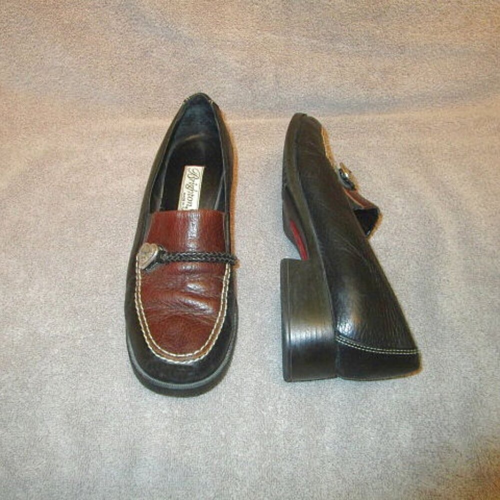 Brighton Suzy Leather Loafer Size 7.5 Braid Charm Slip On Comfort Shoes Y2K 90s